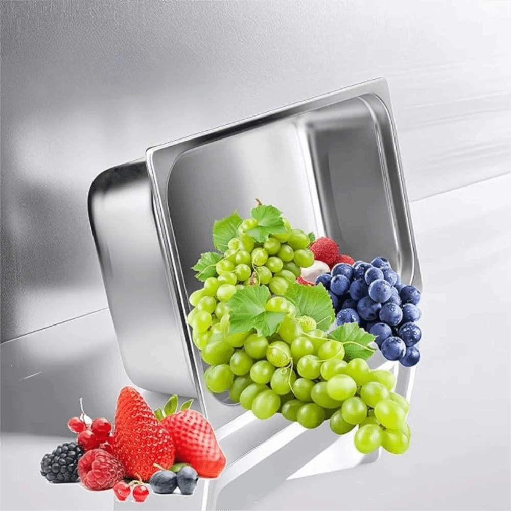 

Stainless Steel Canteen Food Basin Rectangular Rust-proof Food Storage Box with Cover Thickened Food Preparation Box Hotel