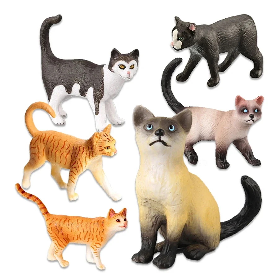 Zabawki w kształcie kotów, figurki zwierząt gospodarskich, miniaturki, figurki kotów syjamskich, figurki zwierząt, figurki akcji, zabawki, prezenty urodzinowe dla dzieci, zabawki dla dzieci.