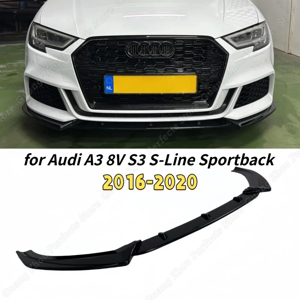 Maxton estilo ABS parachoques delantero labio divisor para Audi 8V S3 A3 s-line 2016-2020 Auto alerón de hoja difusor Canards Tuning Bodykit