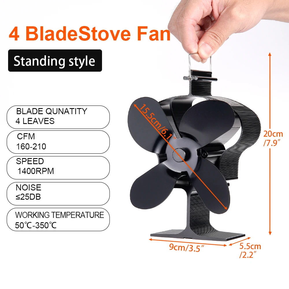 Fireplace Fan 4-leaf Standing Hot Air Stove Environmentally Efficient Friendly Quiet Fan Heat Distribution