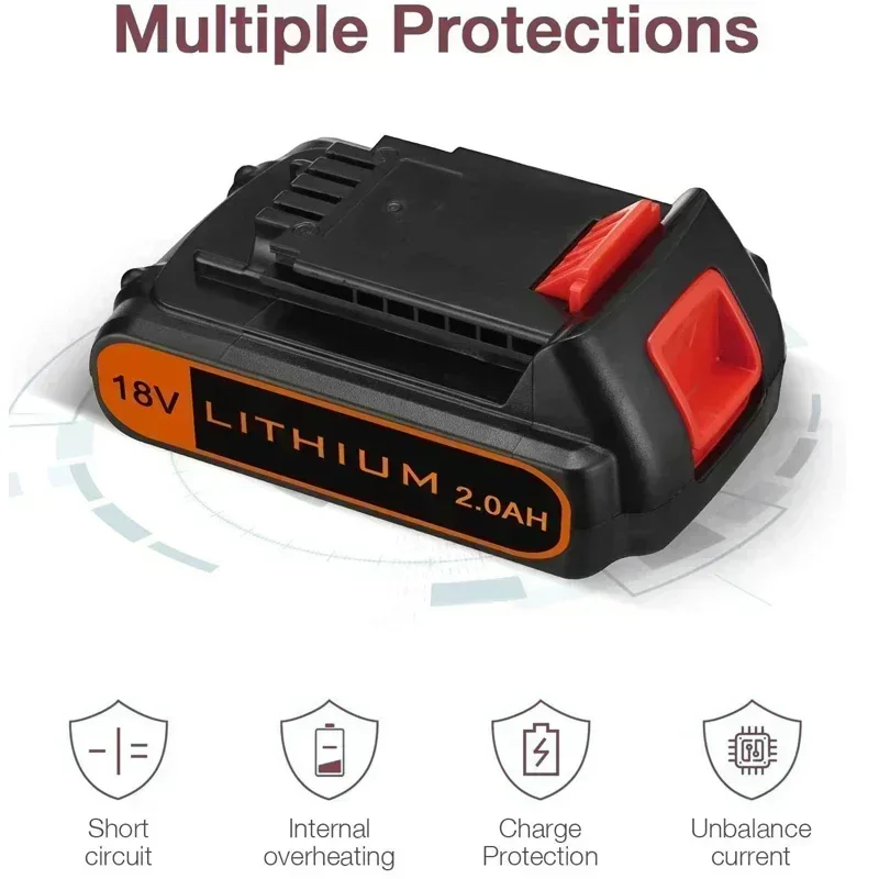 Náhradní baterie 18V 2,0Ah 3,0Ah BL2018 pro Black & Decker 20V Max Lithium kompatibilní s akumulátorovým nářadím A++ - náhled 5