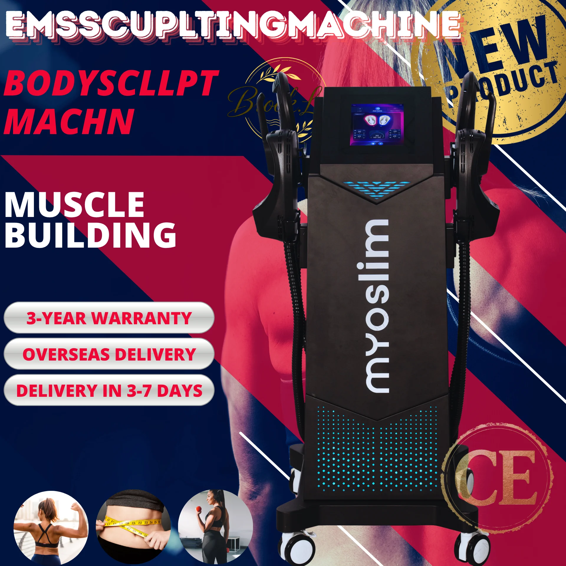 MYOslim 8500W EMS Body Sculpting Machine 200HZ Muscle Stimulation for Muscle Development Fat Burning Shaping And Weight Control