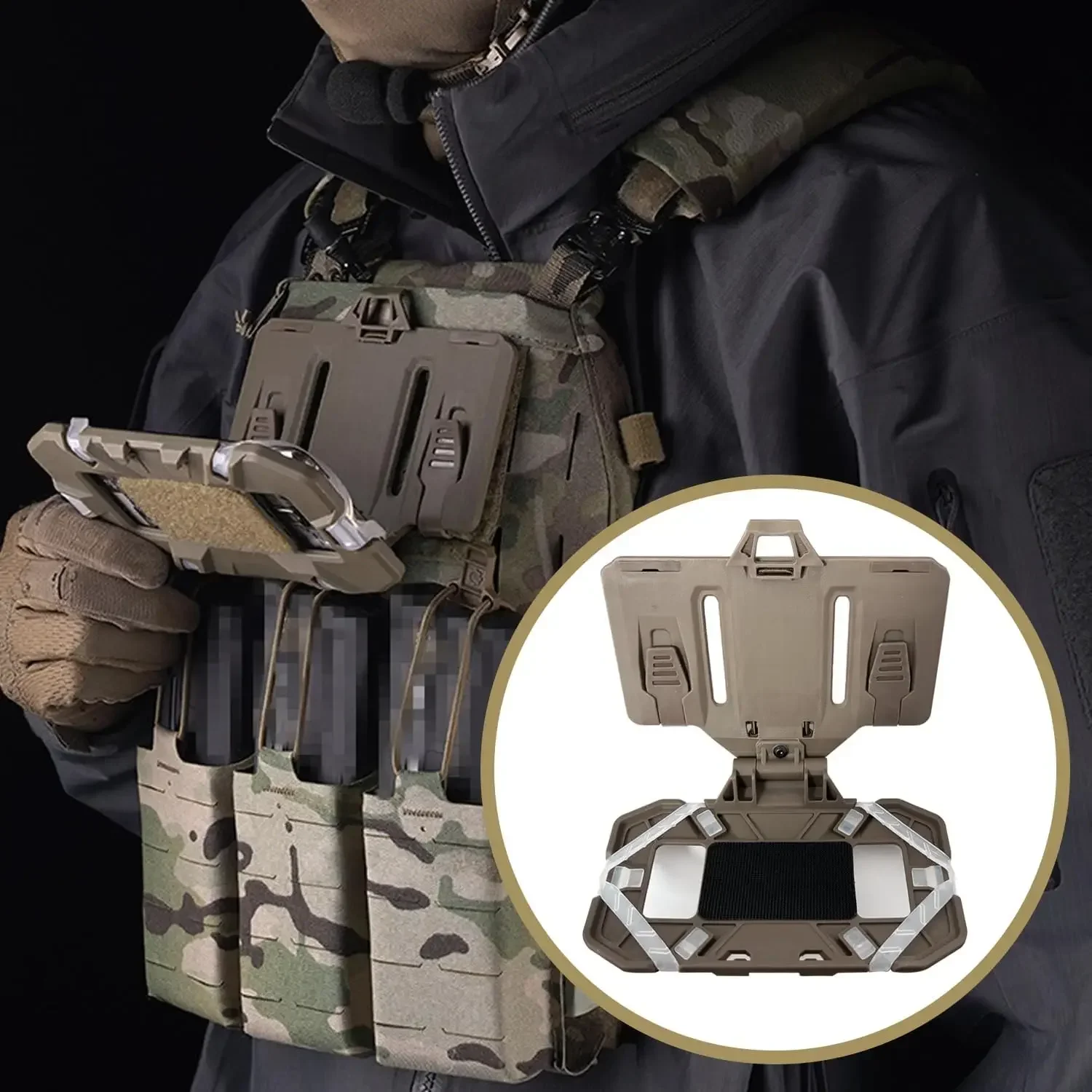 NEW Tactical Vest Phone Holder Foldable Cell Phone Board Plate Molle Carrier Board Molle Mount For 4.7\