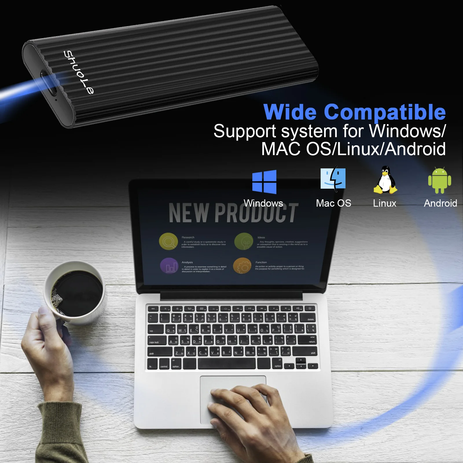 M.2 NVME PCIe SSD Case com USB Tipo C 10 Gbps Gabinete Externo Caixa de Disco Rígido para PCI-E M2 SSD - Suporte SSD