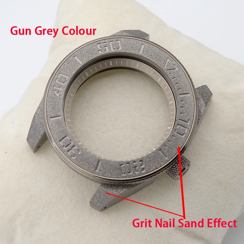 Watch Case Gun Grey Grit Nail Sand Effect Samurai Black PROSPEX SRPB55K1 Watch Fit Japan 4R35 4R36 NH35 NH36 7S NH34 Movement