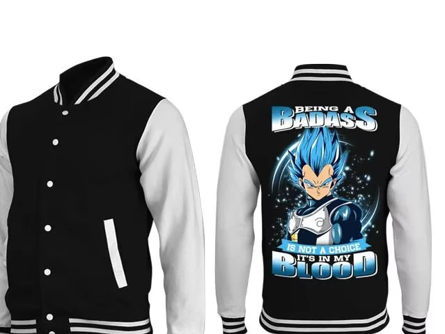 لعبة دراغون بول 2025 جديد فيغيتا البرق هالة الفن والنص تحذير طباعة قطعة واحدة البيسبول سترة الرجال عادية الخريف/الشتاء