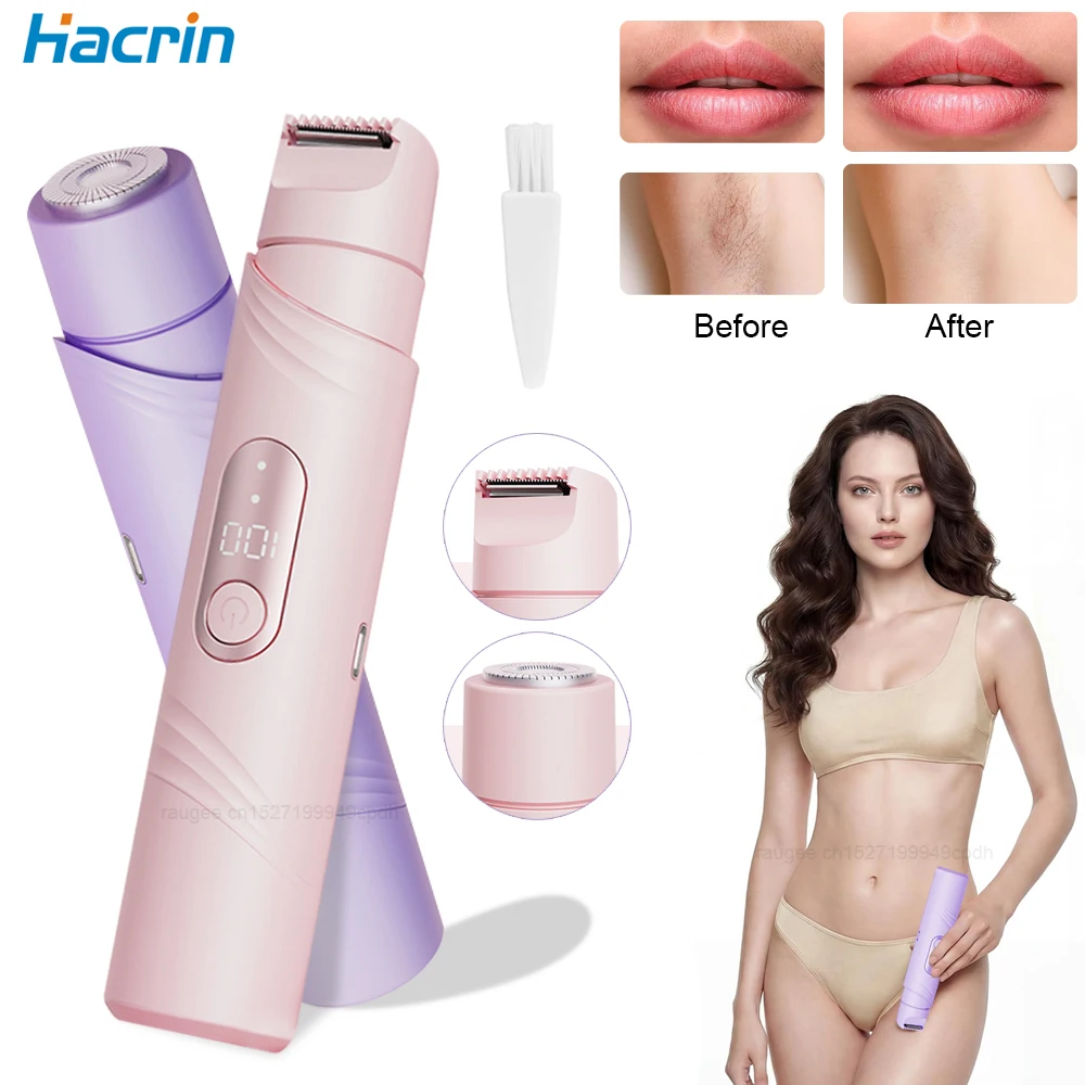 

Электробритва 2-в-1 с двойной головкой для женщин, беспроводная, безболезненная, для влажного и сухого бритья, для тела и зоны бикини