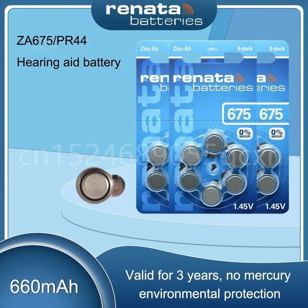 Renata 675 A675 675A PR44 1.45V Zinc Air Batteries For Hearing Aid Batteries Button Coin Cell