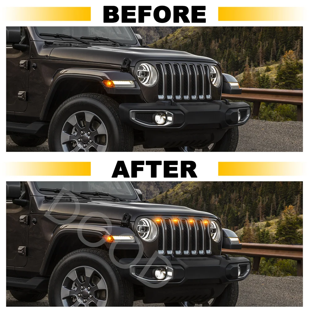 Auto Led Front Grille Grill Lights for 2018-2023 jeep Wranger JL JLU sport Grille Grills lights