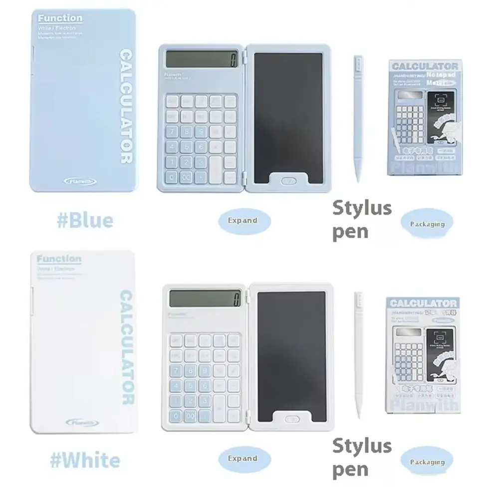 

Cute Foldable Calculator LCD Display Portable Mini Finance Calculator Battery Operated with Writing Board Student Calculator
