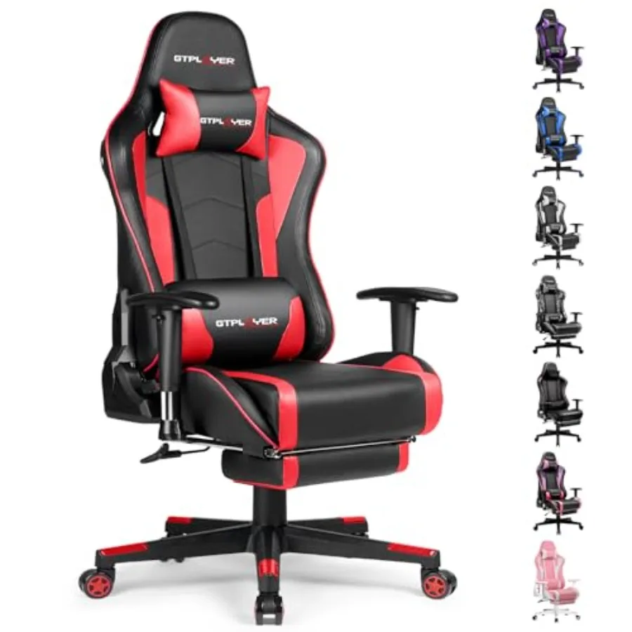 Gaming Chair with Footrest, Speakers, Ergonomic Design, Black, Heavy-Duty Steel Frame for Video Game and Office Use