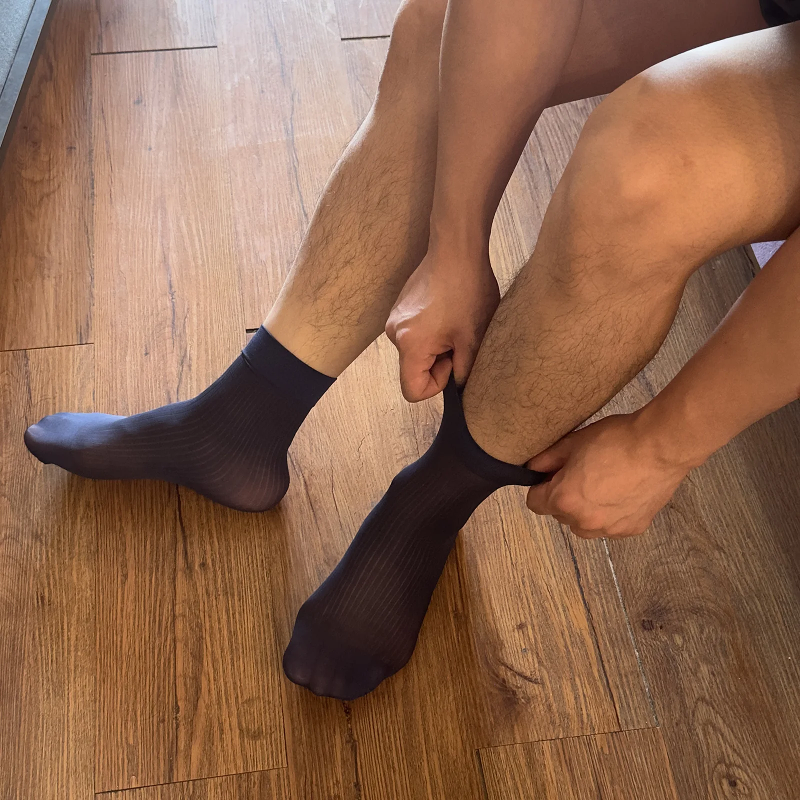 CLEVER-MENMODE Men Socks Ultra-thin Short Stockings Sexy Business Tube Socks Soft Sheer Formal Ankle Socks See-Through