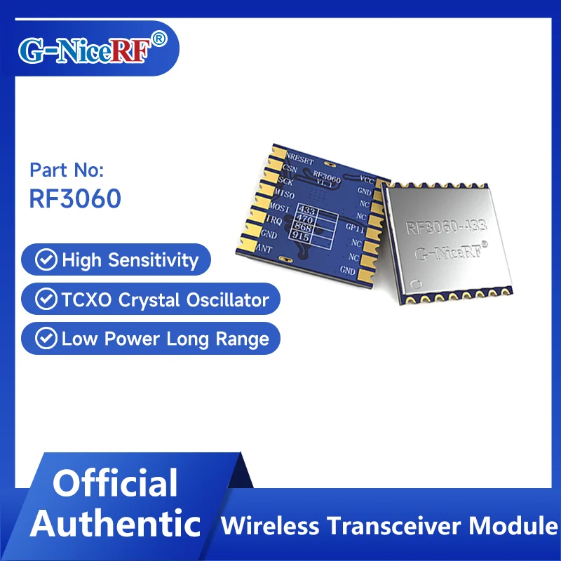 NiceRF| 2PCS RF3060 433/470/868/915 MHz 100mW Wireless Transceiver Module TCXO Crystal Oscillator
