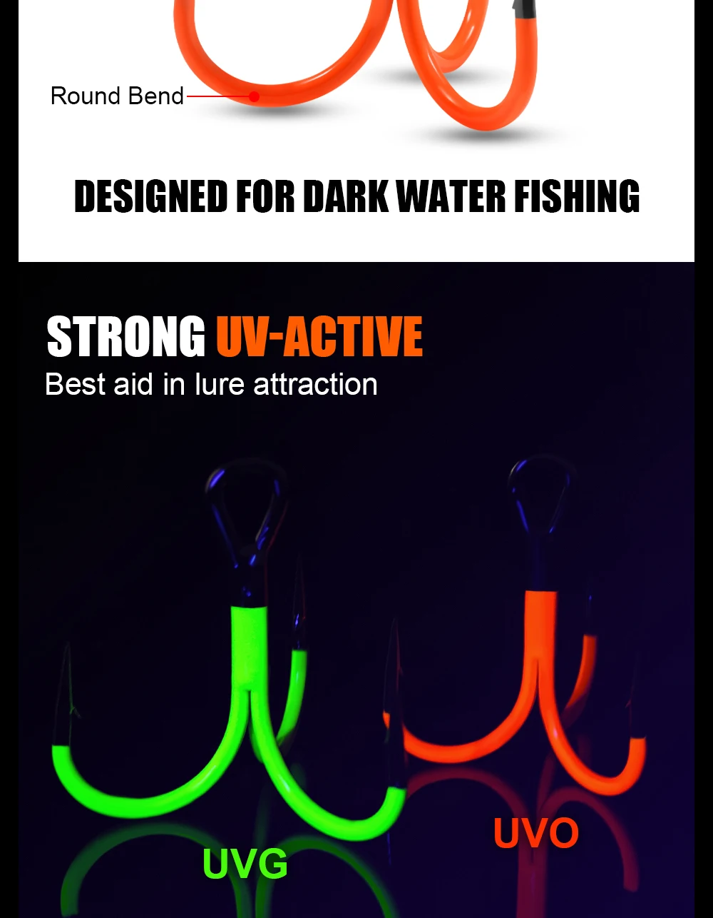 Spinpoler 1/0 2/0 3/0 UV-Haken 2 x starke beschichtete Spitze Triple Treble Swimbait Tiefseeangeln Süßwasserbarsch Hecht Barsch Tackle – Detail 4