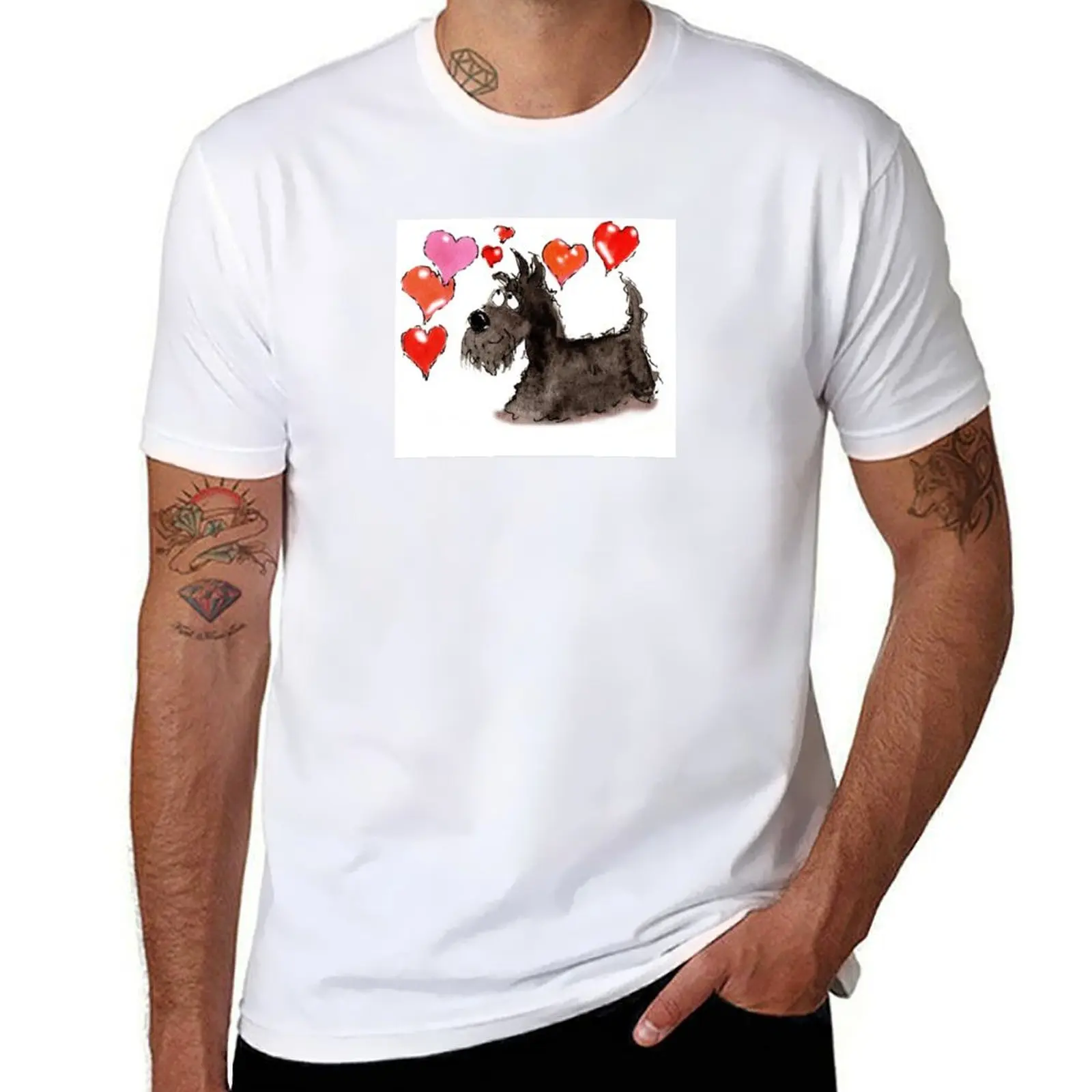 

Scottie Dog ' Love Hearts' T-Shirt cotton t shirt pack man t shirt summer T-Shirt