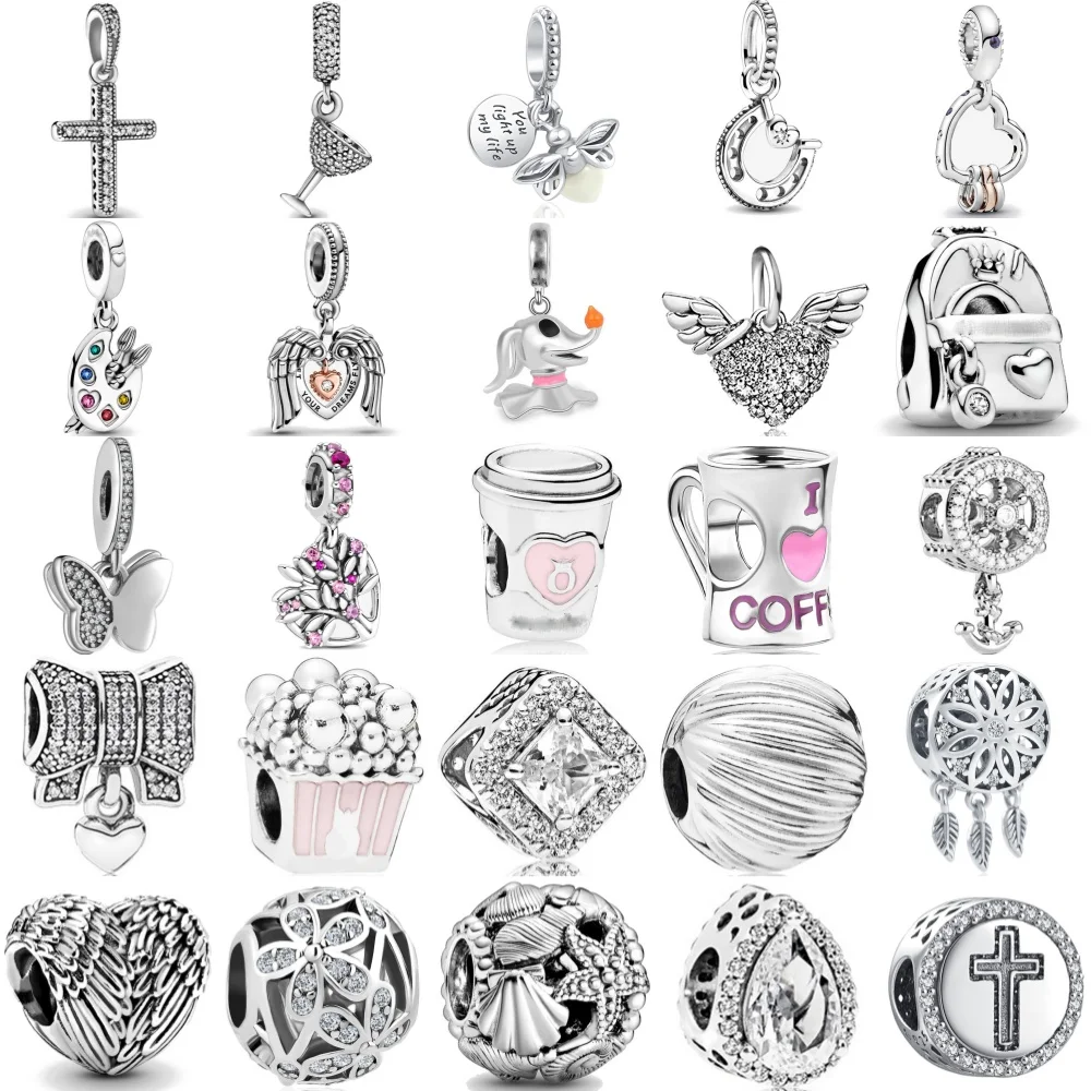 

Лидер продаж, 925, серебряная чашка, бусины для рюкзака, крест, подвеска-бабочка, подходит для европейского оригинального браслета, изысканные ювелирные изделия своими руками