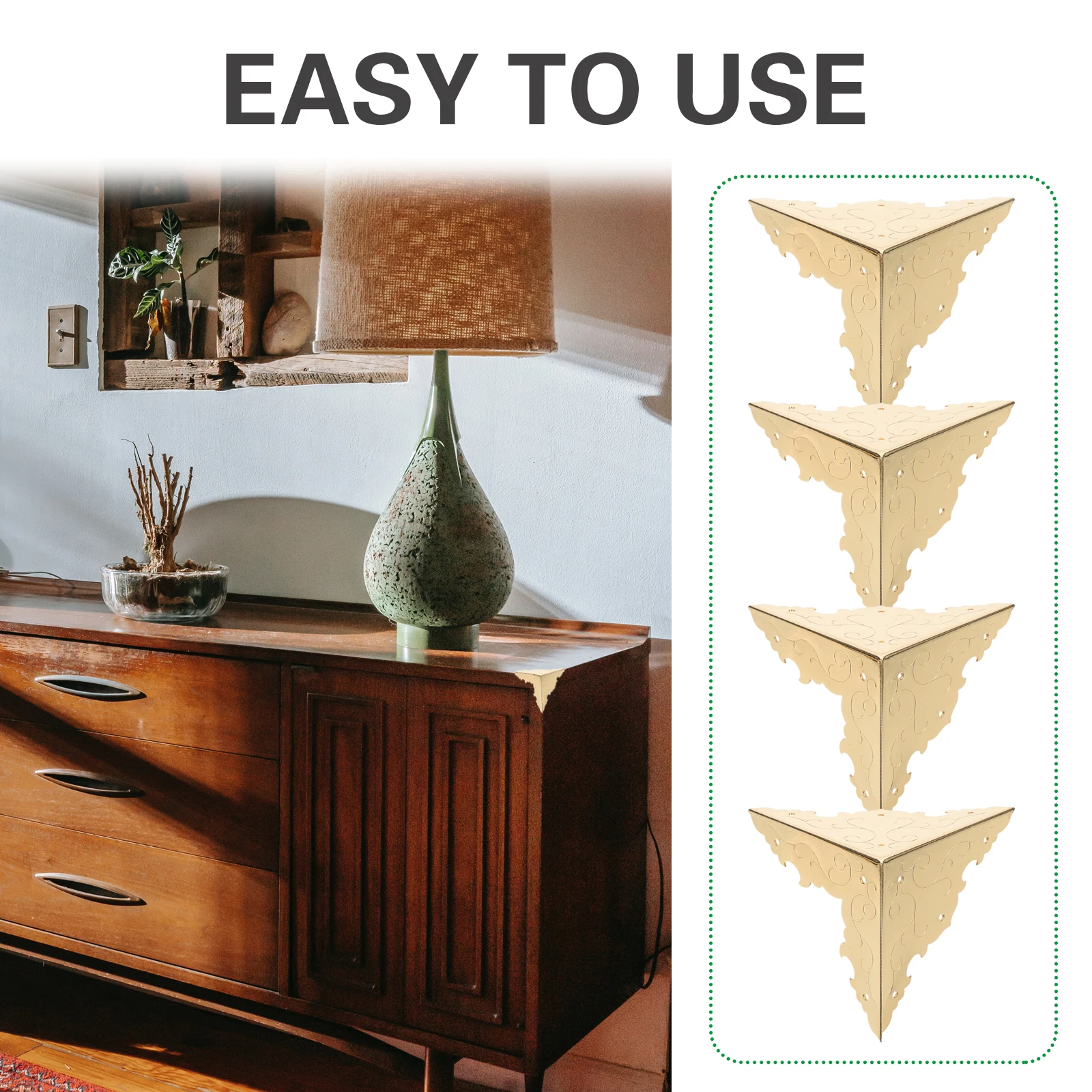 

1Set Vintage Brass Box Corner Protectors Iron Furniture Corner Guards Durable Guard for Wood Cases Jewelry Cabinets