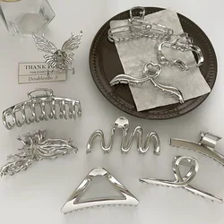 Cold wind silver grab clip high-grade metal hair clip large shark clip Korean headwear hair clip wholesale