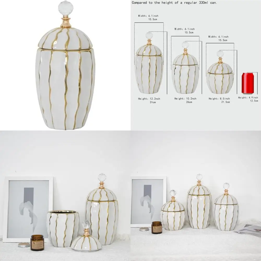 

Большая белая керамическая декоративная банка с крышкой для стильного настольного хранения и эстетической привлекательности.