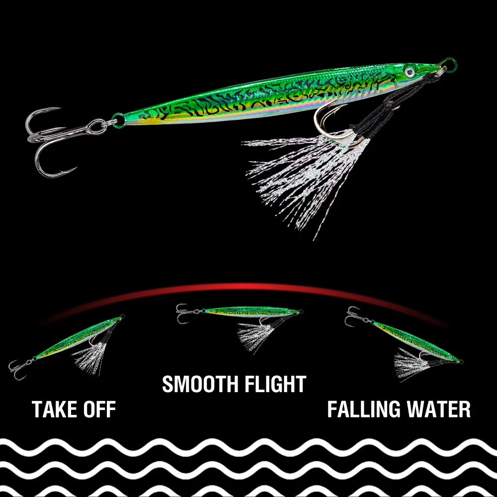 6Pcs Casting Lure Laser Metal Jig Printed Fast Sinking Jigging 14G-45G Artificial Bait Hard Bait With Sharp Hooks For Fishing