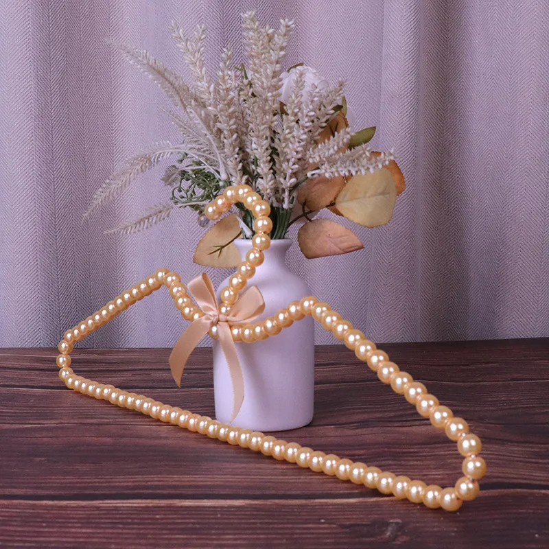 

1/2pcs Imitation Pearl Beaded Bowknot Dress Coat Hanger Wardrobe Closet Storage Rack Space Saving Dry Clothing Organizer 40CM