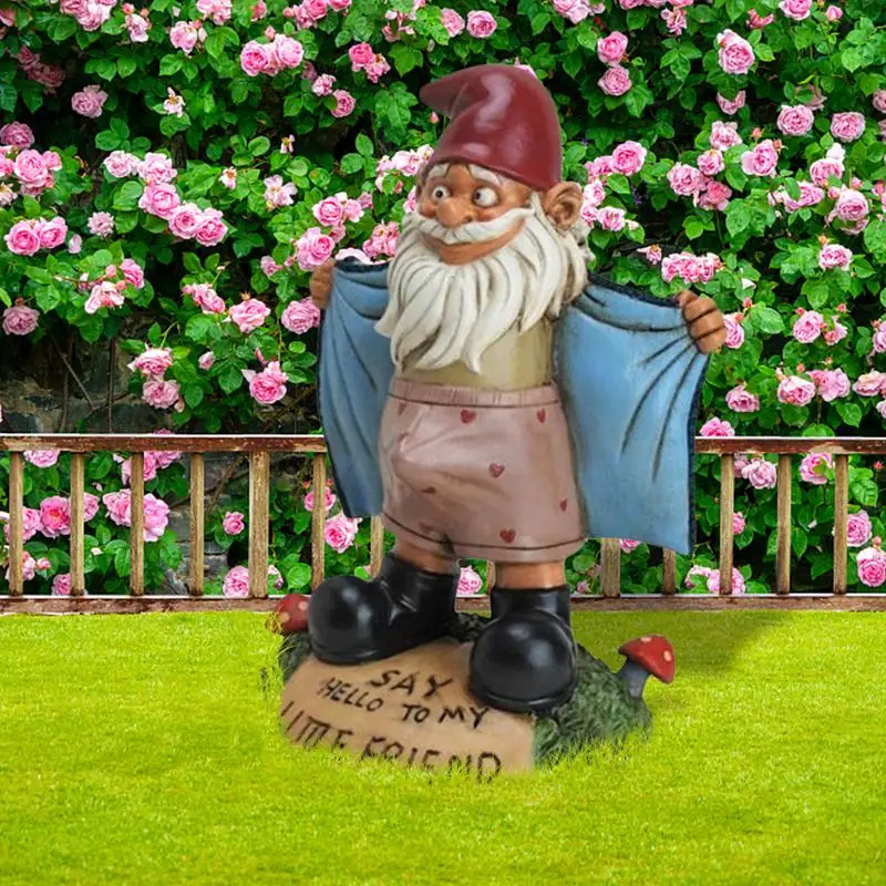 Garden Gnome Statue Outdoor Figurine Lawn Ornaments Dwarf Shows Underpants Garden Gnome Decor For Yard Art Patio Lawn Doorsteps