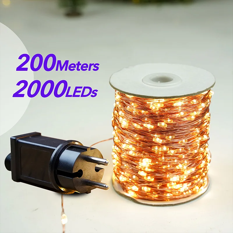 

2000LED Copper Wire String Fairy Lights Garland Outdoor Waterproof Decoration Lamp Christmas tree Halloween Party Wedding decor