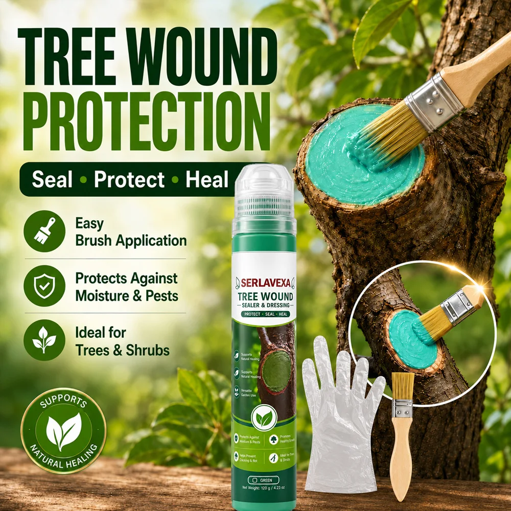 Tree Pruning Wound Dressing Kit 120g, Green Bark Sealing Paste with Applicator Brush and Gloves for Grafting and Shrub Care