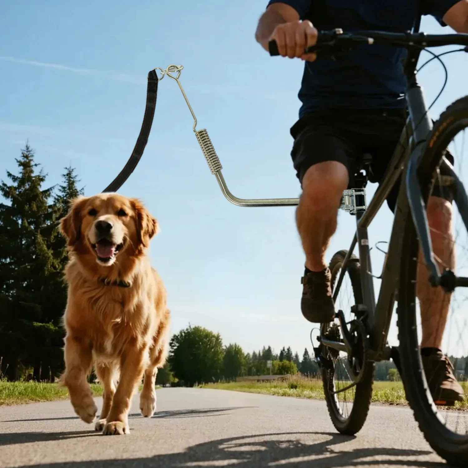 

Dog Bike Leash Dogs Bike Attachment Bicycle Pet Leash Hands Free Thickened Steel Wire Rope Easy to Installation Removal Fit