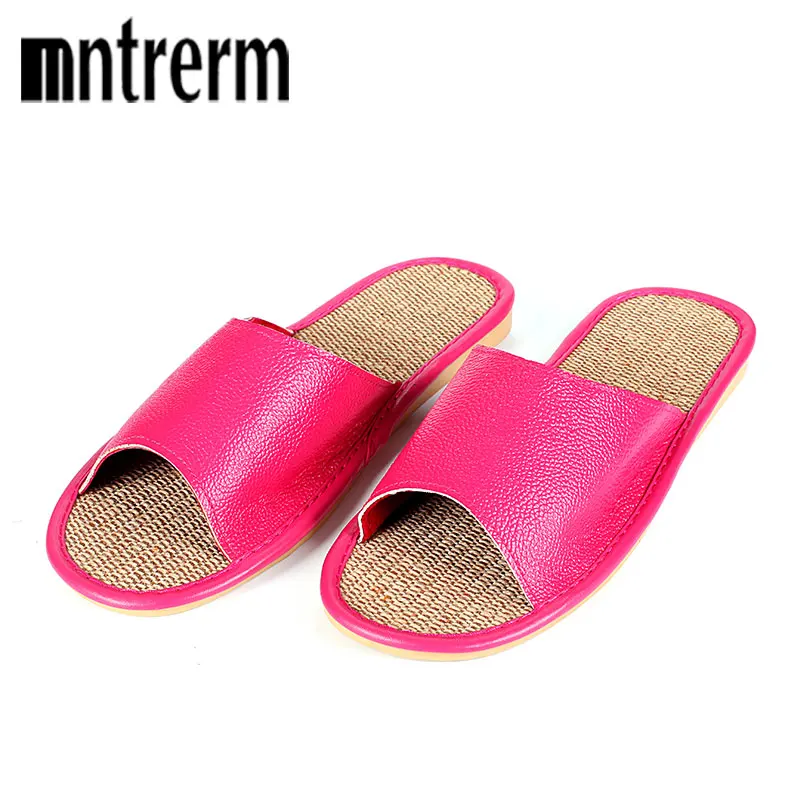 Mntrerm High Quality Women Slippers Pantuflas Summer Soft Leather Waterproof Shoes Breathable Antiskid Indoor Slippers