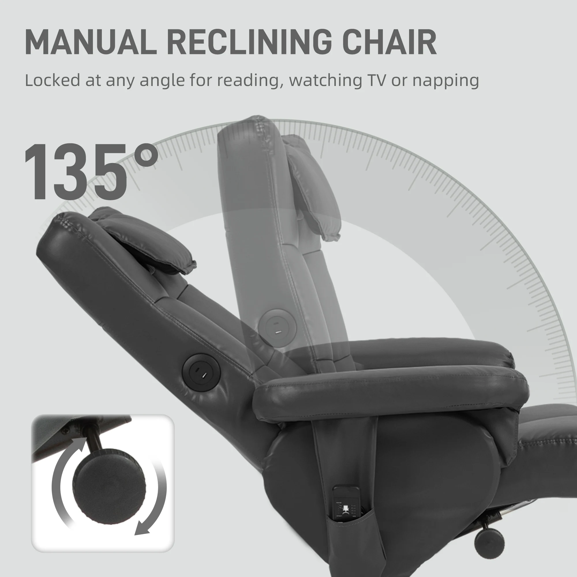 HOMCOM Massage Recliner Chair with Footstool and Hidden Storage