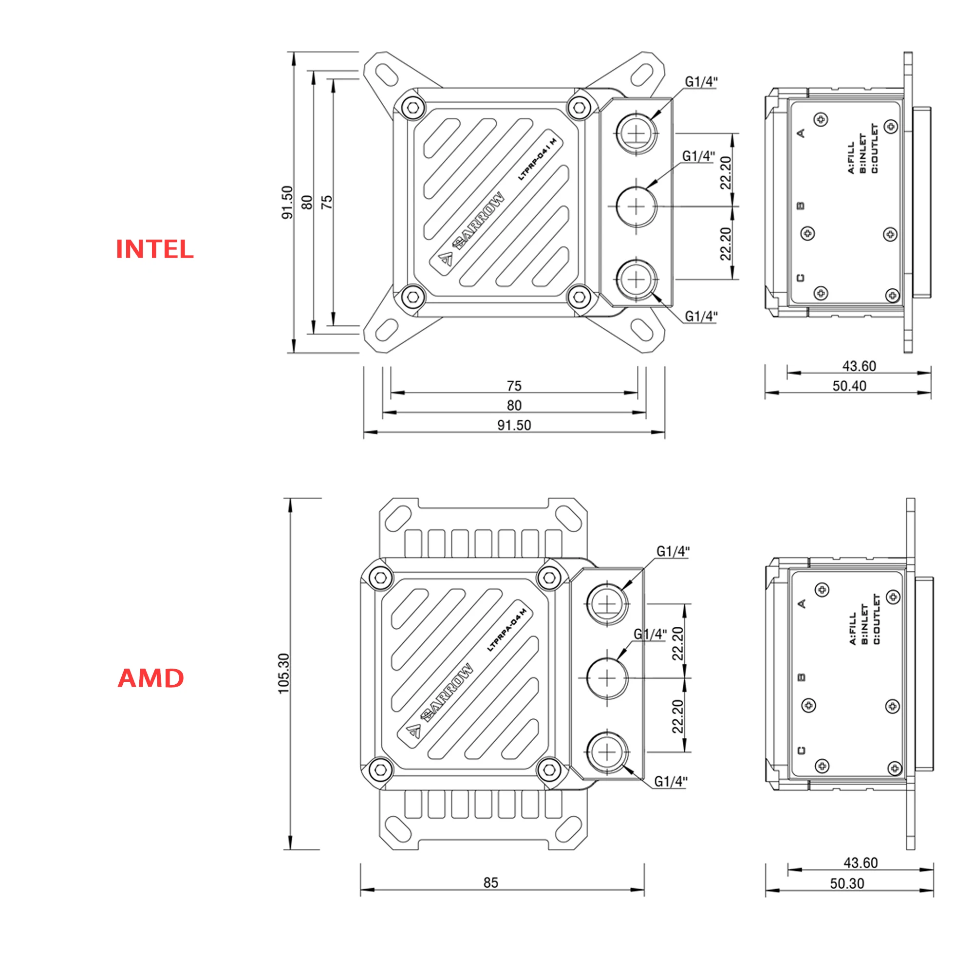 Barrow Wasser Kühler Für Intel LGA 1200 1700 115X CPU Block Integrierte Pumpe Wasser Tank Reservoir Mini A4 Fall Kit,LTPRK-04 M