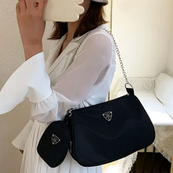 Fashion Simple 2in1 Sling Bag Handbag Set Woman Trendy Crossbody Bags Solid Color Shoulder Handbags For Travel Shopping