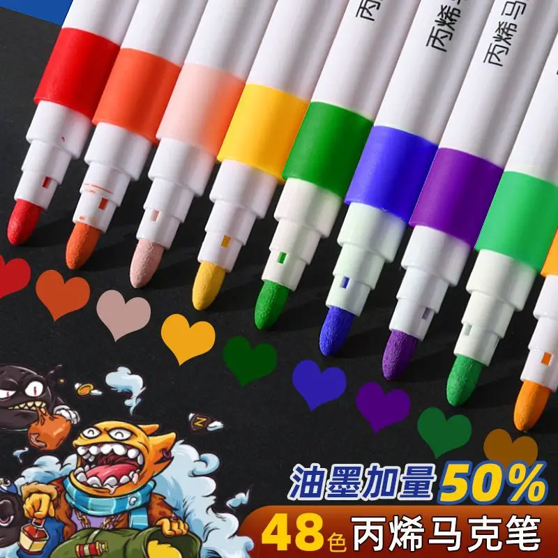 60 Color Acrylic Paint Pens Paint Pens Acrylic Markers for kids Gift Canvas Rock Painting Wood Fabric Ceramic Stone Art supplies