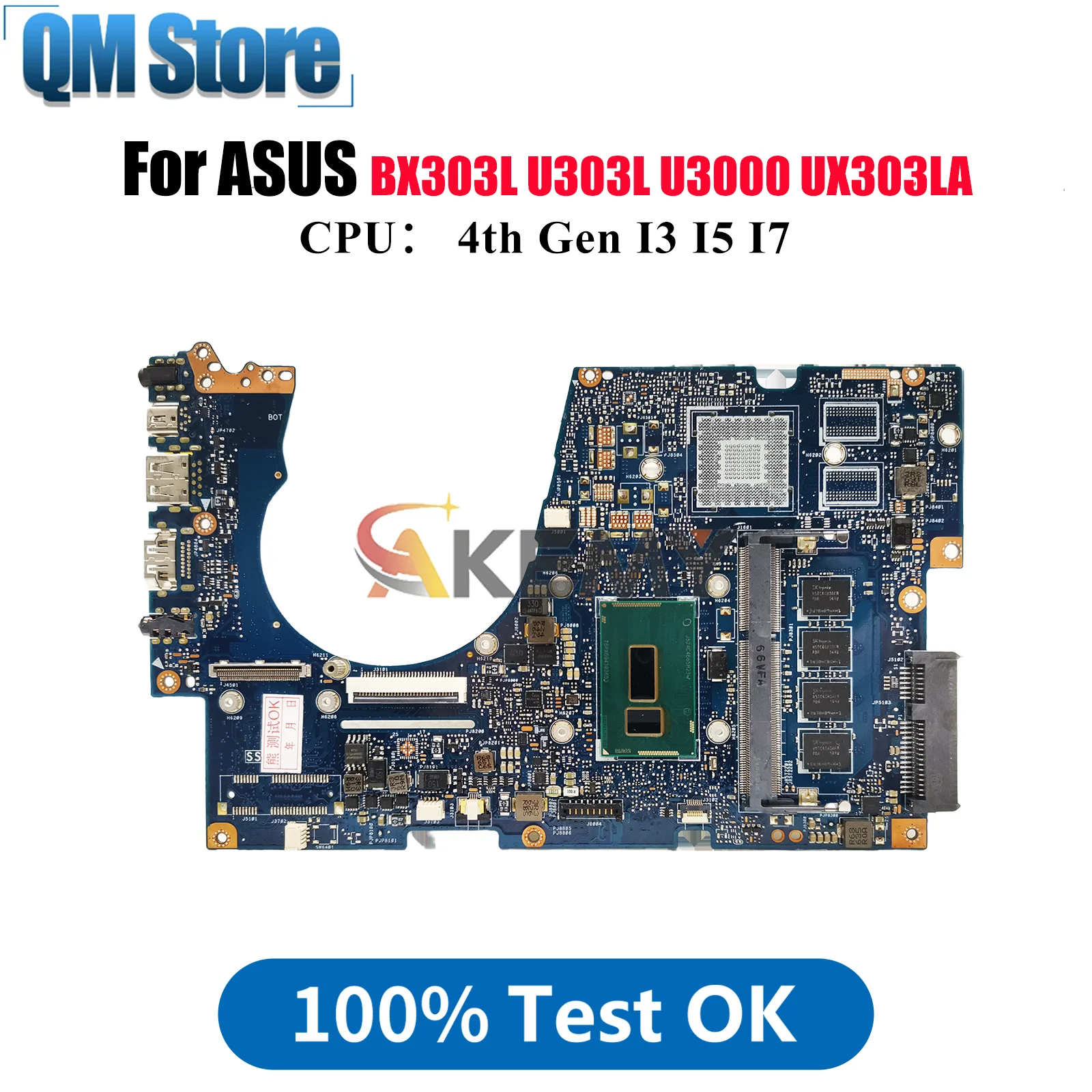 

UX303LA Материнская плата для ноутбука ASUS ZenBook U303L BX303L U3000 UX303LN UX303L UX303LB UX303LNB UX303LA Материнская плата с процессором I3 I5 I7