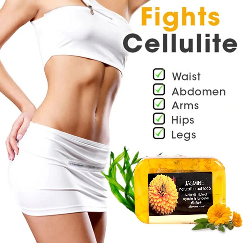 Anti Cellulite Soap สบู่ธรรมชาติจัสมินดอกไม้ Calendula น้ำมันหอมระเหยสบู่ลบอาหาร Anti-Cellulite สบู่