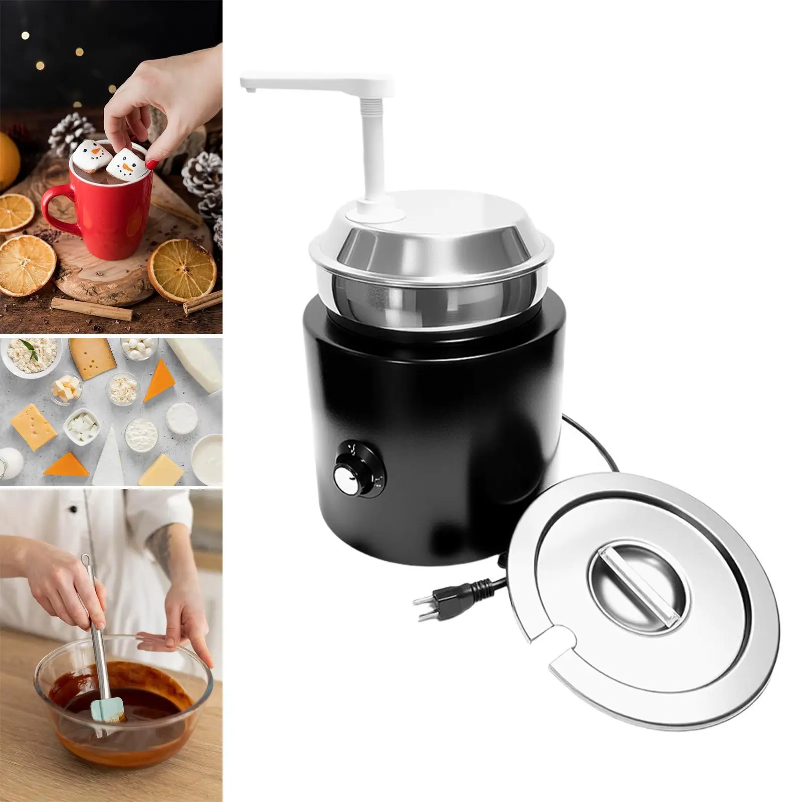 Aquecedor de queijo 4.0t, fácil de limpar, aço inoxidável, conveniente com bomba pp, aquecedor quente para molhos, restaurantes, buffets