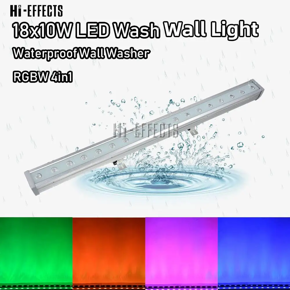 

Waterproof LED 18x10W Wall Wash Light RGBW 4in1 DMX Control Strip Outdoor Light for Party DJ Disco Stage Effect Lights