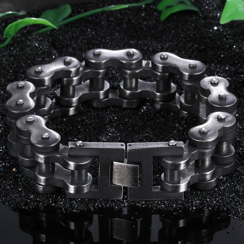 Fongten 23cm Bracelet For Men Stainless Steel Bicycle Motorcycle Chains Heavy Bracelets Bangle Cool Men Multiple Color Jewelry
