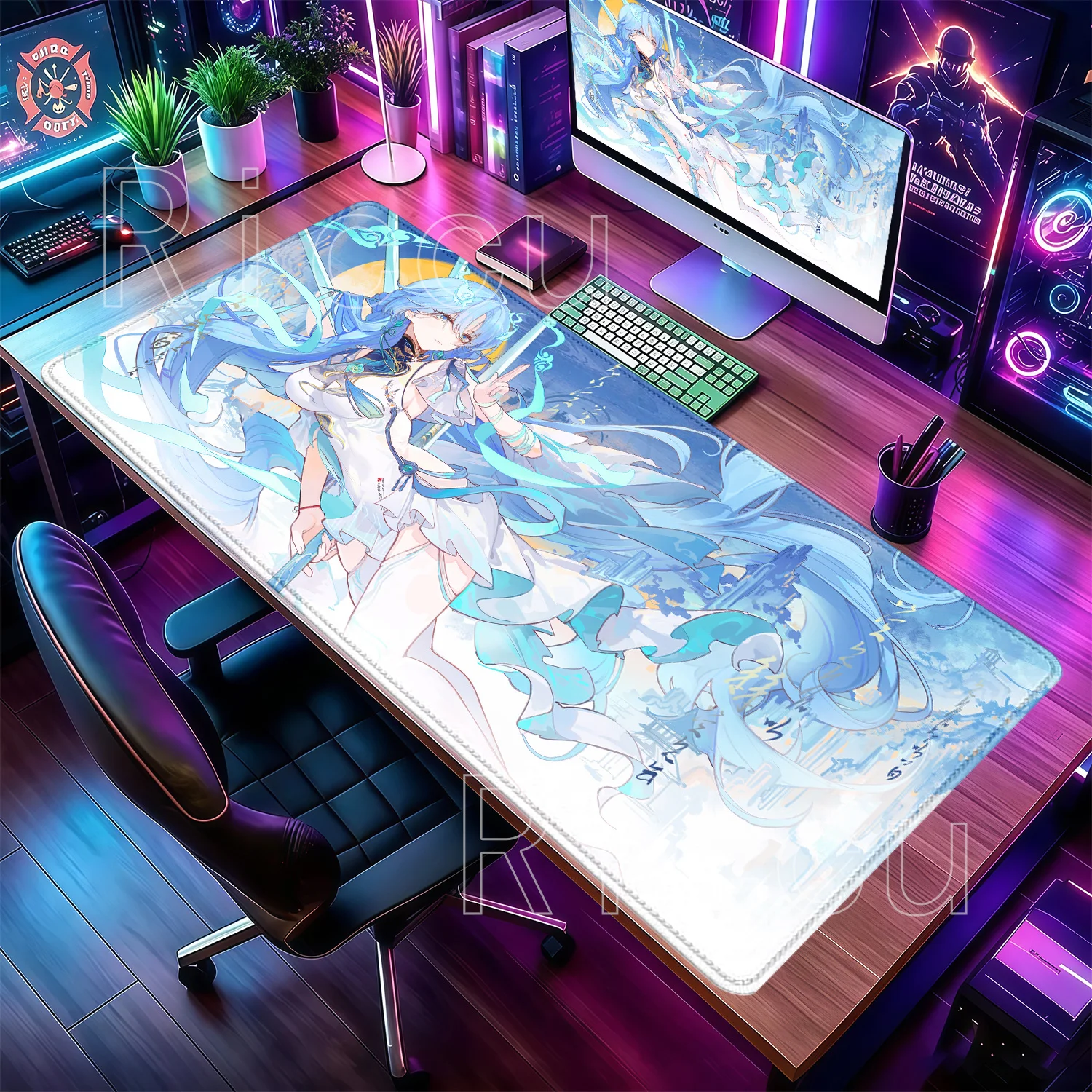 Mousepad Qingxiao Wuthering Waves PC Gaming WuWa Keyboard Non-slip Base HD Printing Desk Mat Offices Accessories Overlock Carpet