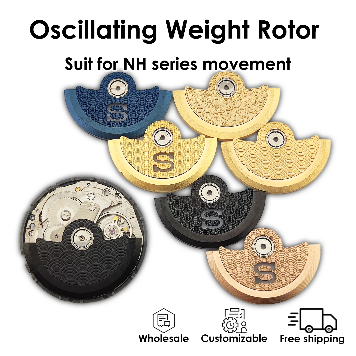 

Осциллирующий вес, волна/облако ротора (с mark S), костюм для серии NH 4R35B 4R36A, аксессуары для ремонта автоматического движения, оптовая продажа