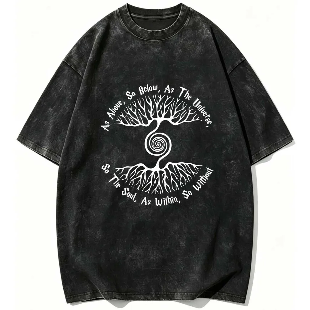 CLOOCL Retro Style Tree Roots Spiral Universe Soul Printed T-Shirts Vintage Shirts Summer Tees Casual Tops Mens Clothing
