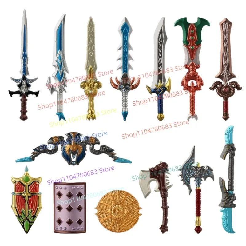 

Строительные блоки MOC PJD76, длинный меч, щит, аксессуар, мини-фигурка, модель дисплея, аниме, мультяшная декоративная игрушка, подарок, коллекционная