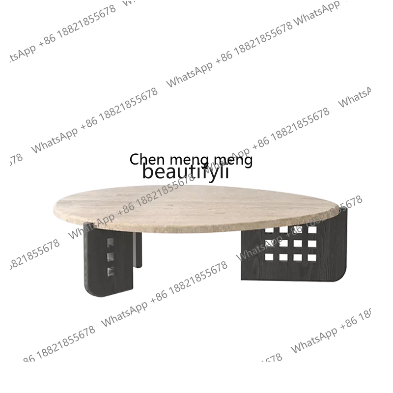 

ss1001 Medieval wabi-sabi wind natural travertine egg-shaped coffee table minimalist small apartment living room, tea table
