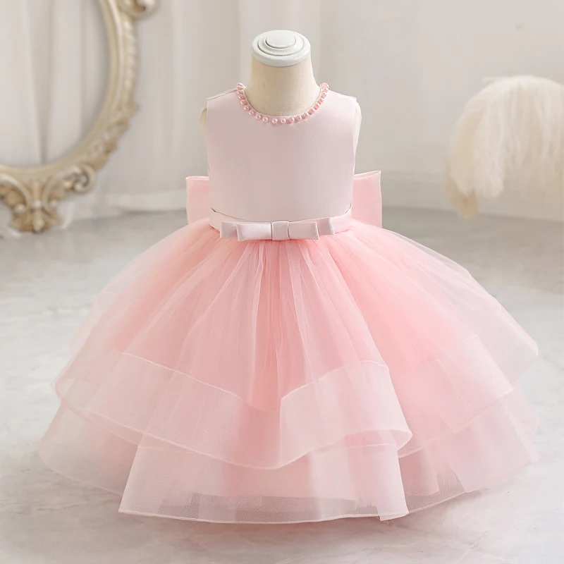 A097 Evening Girls\' Dress Summer Sleeveless Mesh Short Princess Fluffy Cake Host Flower Girl Formal Occasion