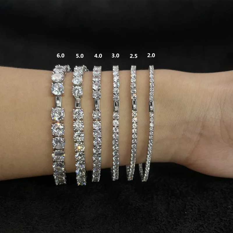 

2023 New 925 Silver Fully Inlaid Four Claw 10.8Carat 12.6Carat Vvs D Moissanite Diamond Silver 925 Bracelet