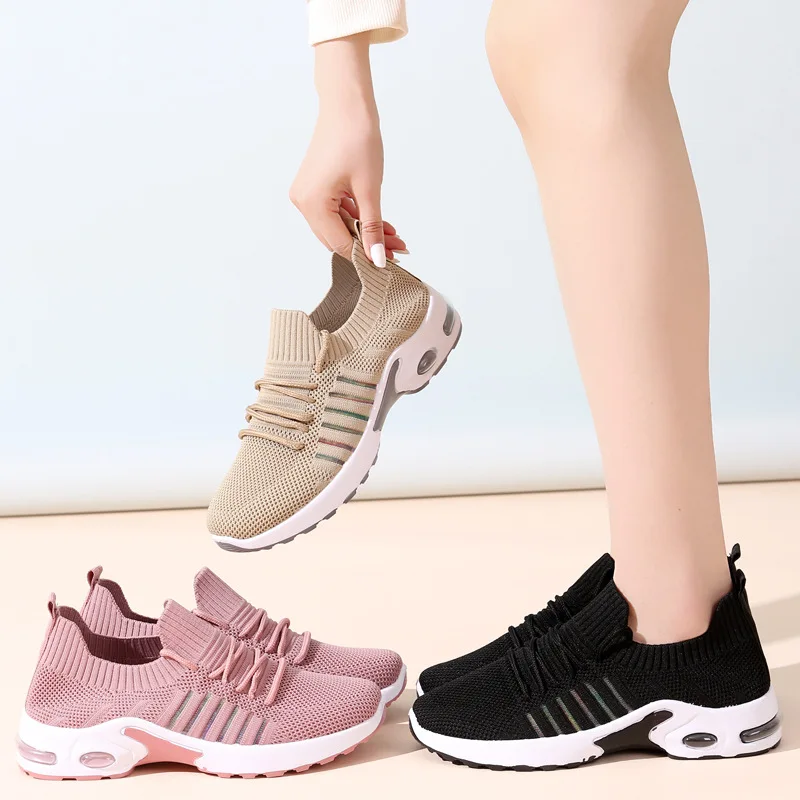 

Fashion Breathable Women's Shoes 2022 New Sneakers Women Stretch Fabric Casual Shoes Mesh Comfortable Soft Bottom Shoes Woman