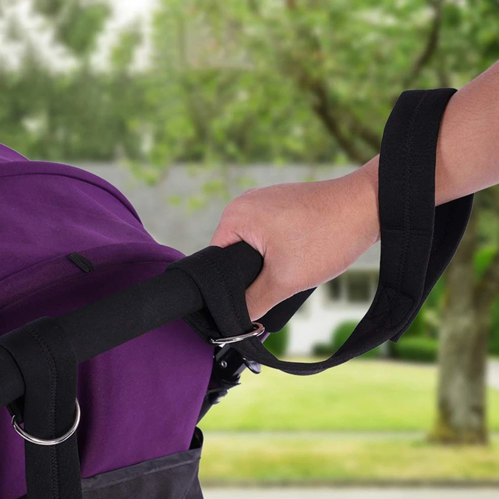 

1 шт. защитный ремешок на запястье для коляски, детская коляска, черный прочный экологический материал, удобный универсальный поводок для собак