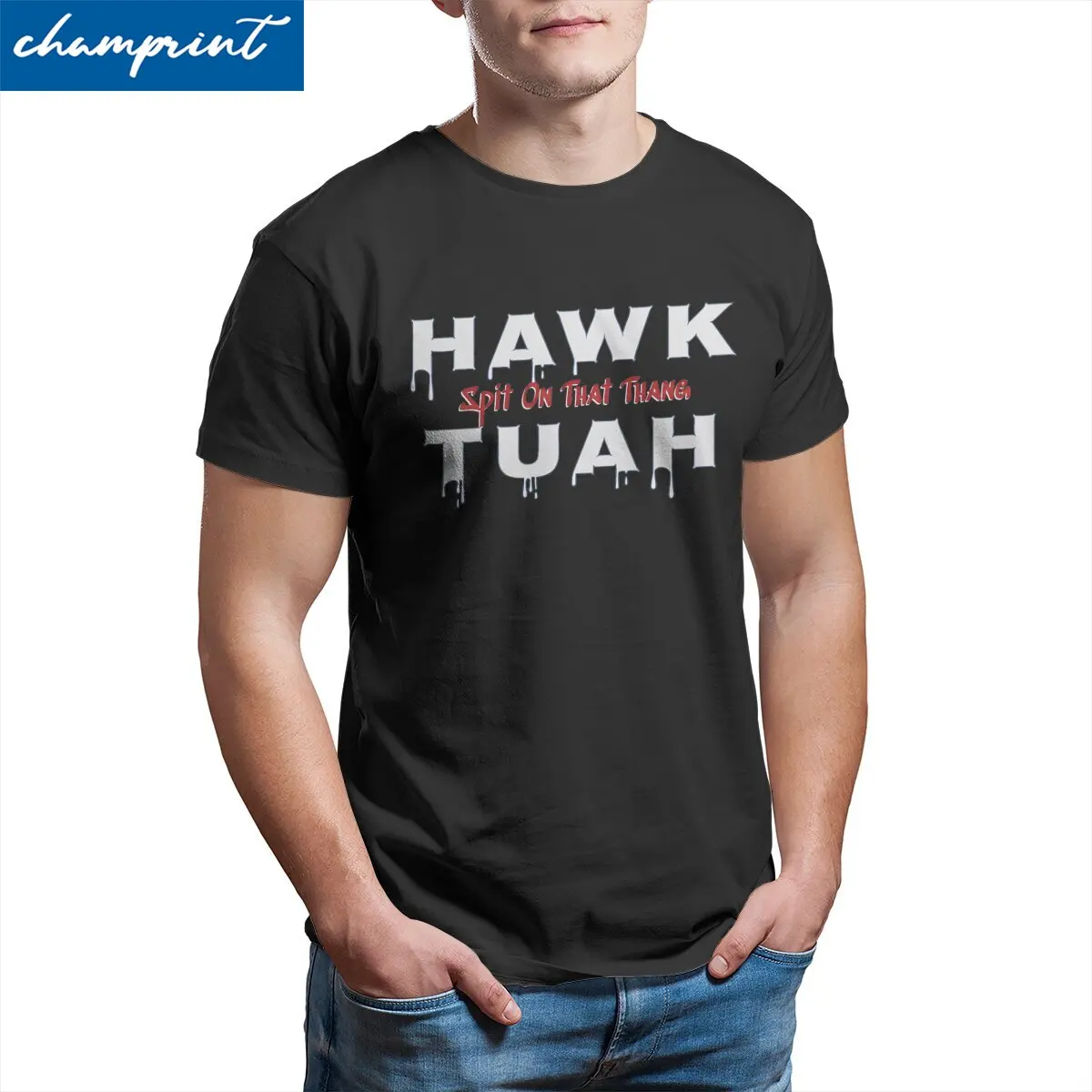 Hawk Tuah Spit On That Thang Meme T-Shirts for Men Casual 100% Cotton Tee Shirt Round Collar Short Sleeve T Shirt Plus Size Tops