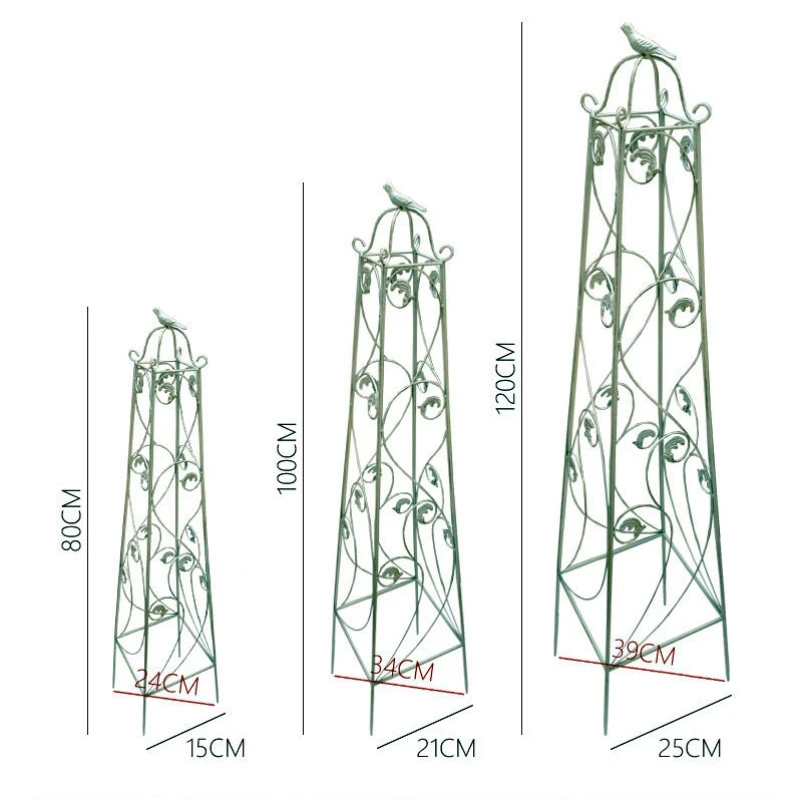 European-Style Wrought Iron Flower Stand, Floor-Standing Plant Climbing Frame, Vintage Climbing Frame for Outdoor Garden Balcony, Clematis Support